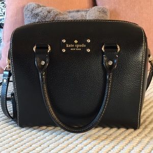 Kate Spade New York Wellesley Alessa Leather Satchel Handbag Black